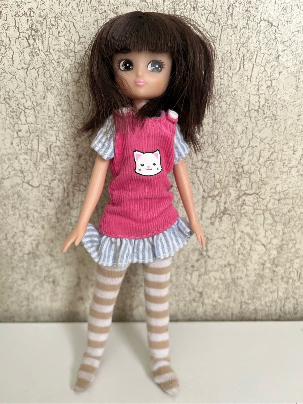 Lottie Doll Tori Dark Brown Hor Pink Corduroy Dress Pandoras Box 7”